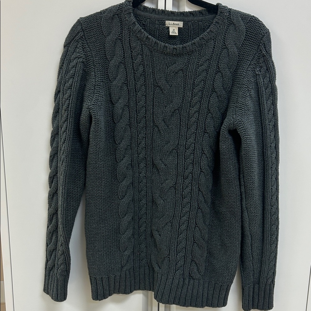 L.L. Bean Men's Cable Knit Crewneck Sweater - Charcoal